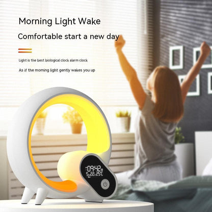 Kreatives Q-Licht Analog Sunrise Digital anzeige Wecker Bluetooth Audio Intelligentes Wake-up Q Buntes Atmosphären licht