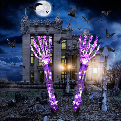 Halloween Dekorative Skelett Hand Halloween Garten Dekoration Requisiten LED Licht emittierendes Geist Hands chädel Handstecker Licht