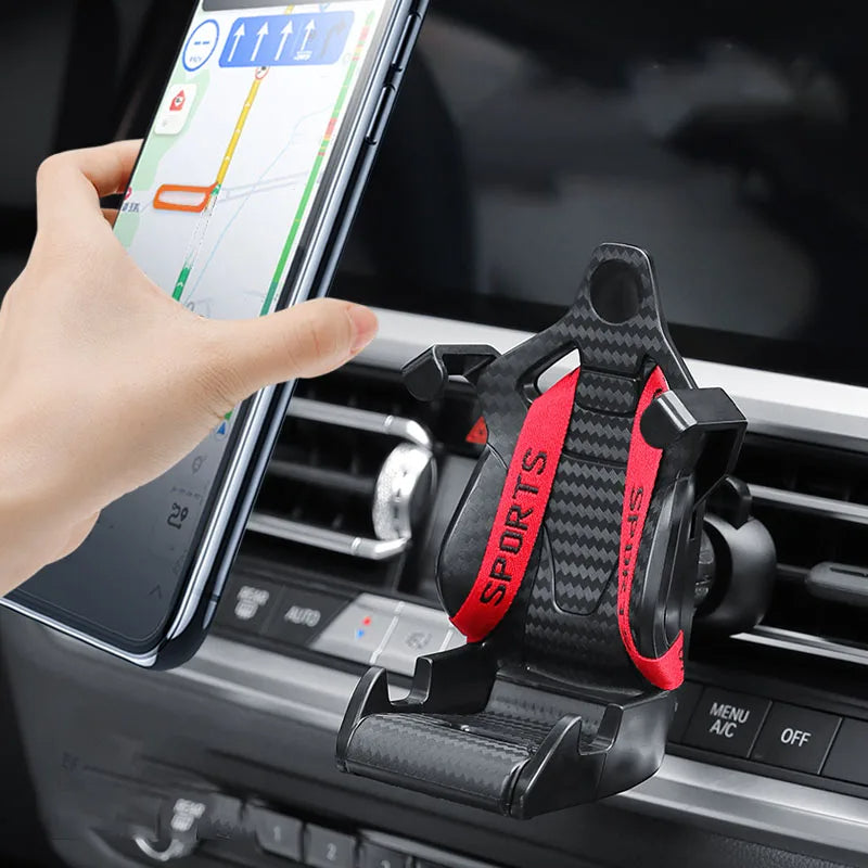 Racing Seat Shape Car Phone Holder Auto Air Vent Mobile Phone Clip 360 Degree Rotatable Car Cellphone Rack for Car Interior