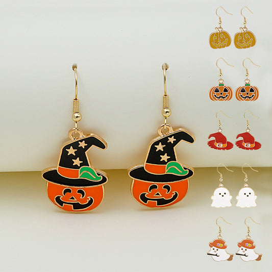 Halloween Ohrringe niedlicher Kürbis gruselig Öl Tropf Legierung Ohrringe Schmuck