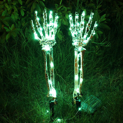 Halloween Dekorative Skelett Hand Halloween Garten Dekoration Requisiten LED Licht emittierendes Geist Hands chädel Handstecker Licht