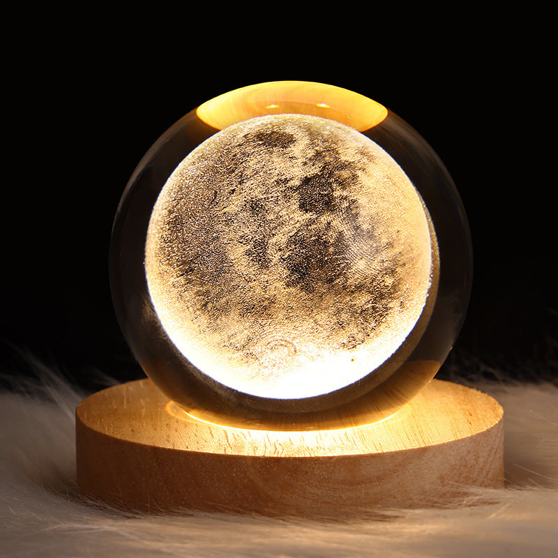 Leuchtender Sternen himmel und Planeten Mond Mond Kristall kugel Kleine Nacht lampe Projektion Ambiente Licht Kreatives Geschenk Neues seltsames Geschenk