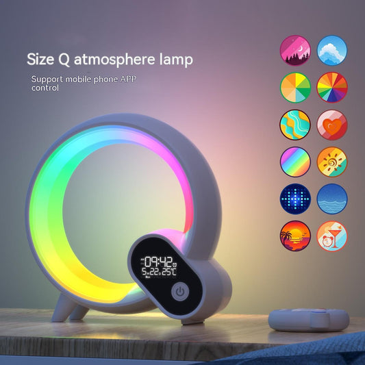 Kreatives Q-Licht Analog Sunrise Digital anzeige Wecker Bluetooth Audio Intelligentes Wake-up Q Buntes Atmosphären licht